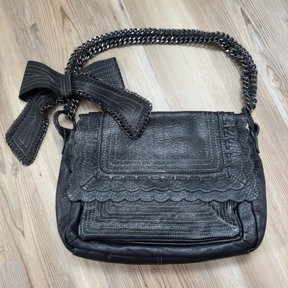Vince Camuto black leather shoulder bag